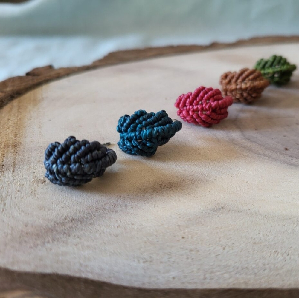 New Handmade Micro- Macrame Raspberry Earrings - Picture 4 of 6